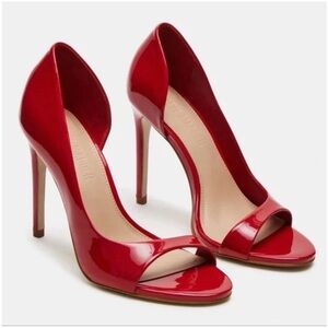 Steve Madden Allure Elegant Glossy Red Open-Toe Patent Leather High Heels 9